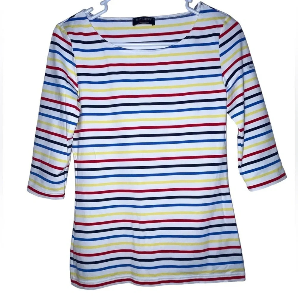Saint James Breton GARDE-COTE 3/4 Sleeve Size 4 US Multicolor Anti-UV Preppy - Picture 1 of 8